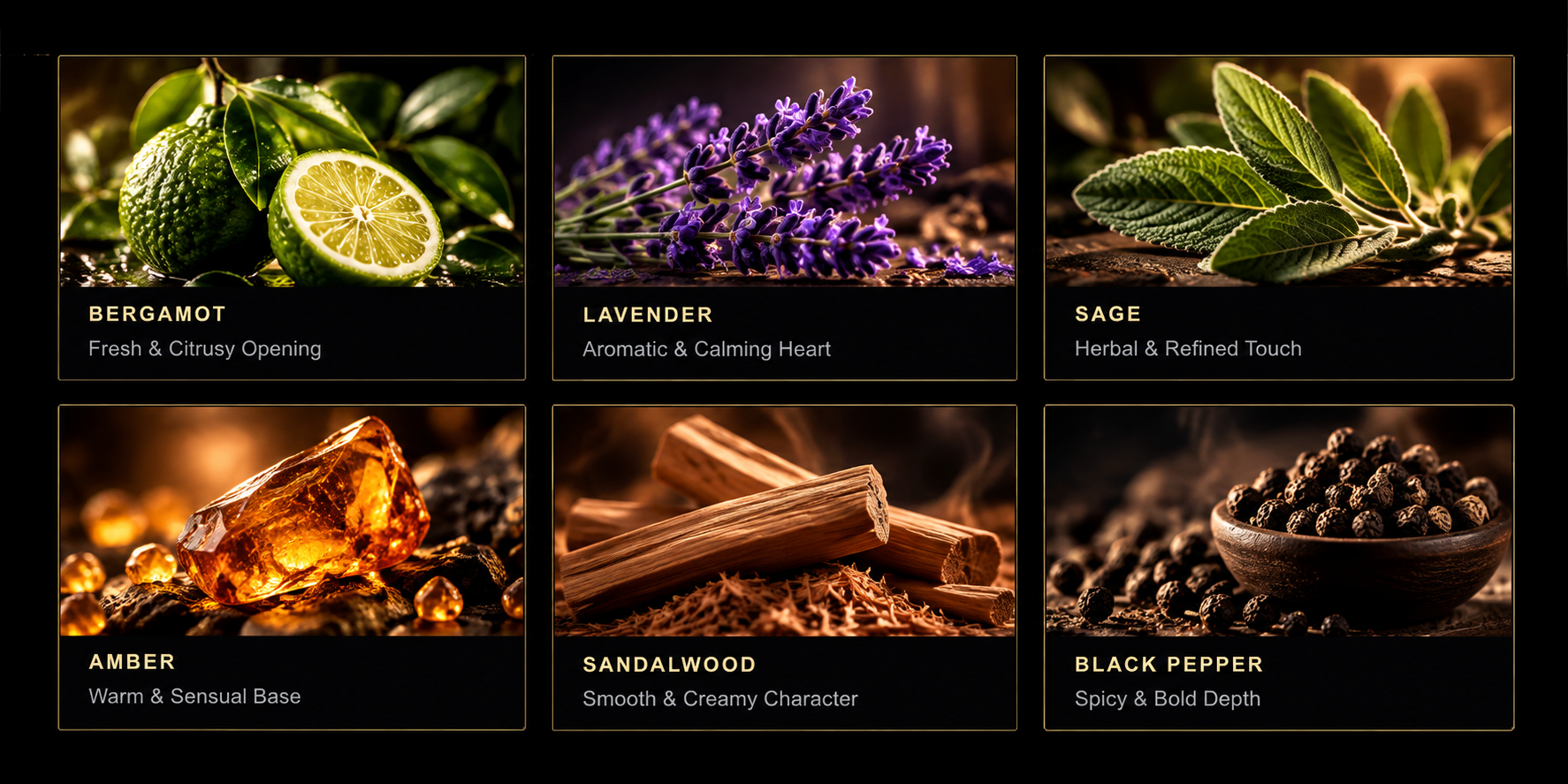 ARVEX fragrance notes: Bergamot, Lavender, Sage, Amber, Sandalwood and Black Pepper